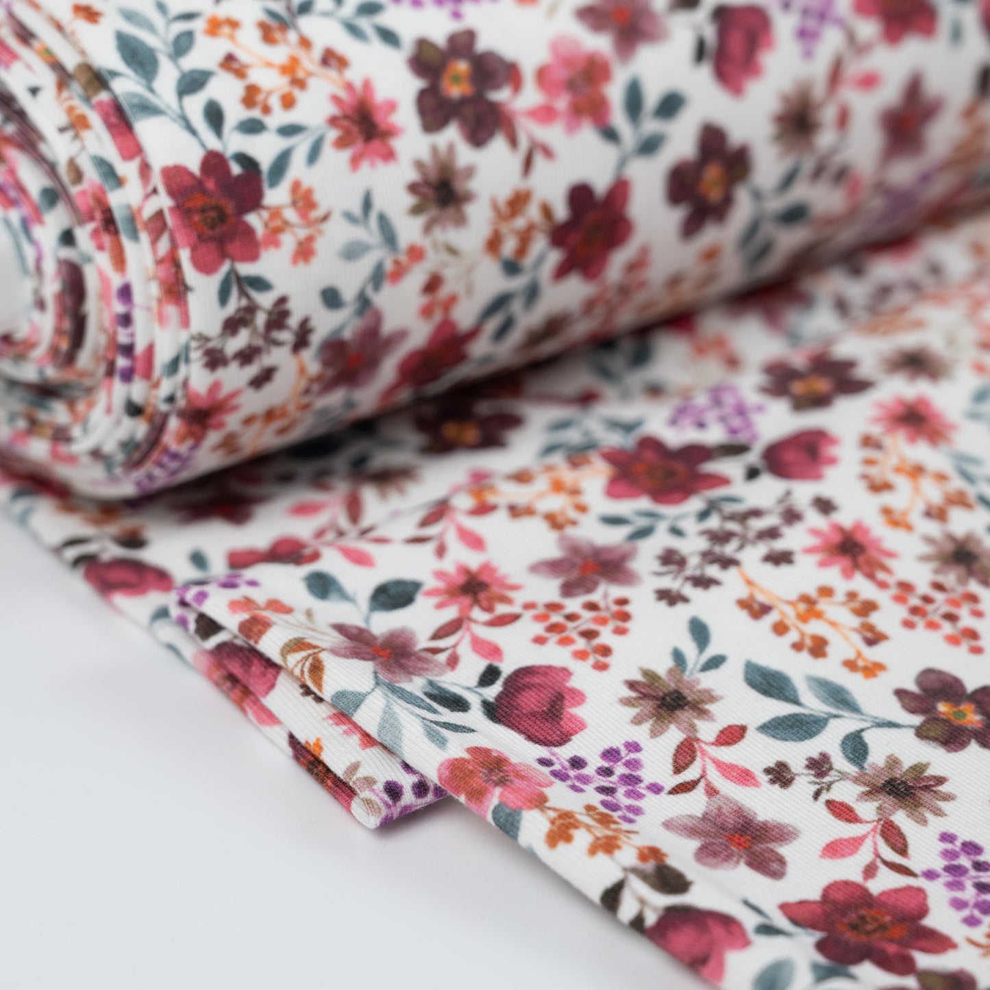Bio-Jersey Blumen pflaume