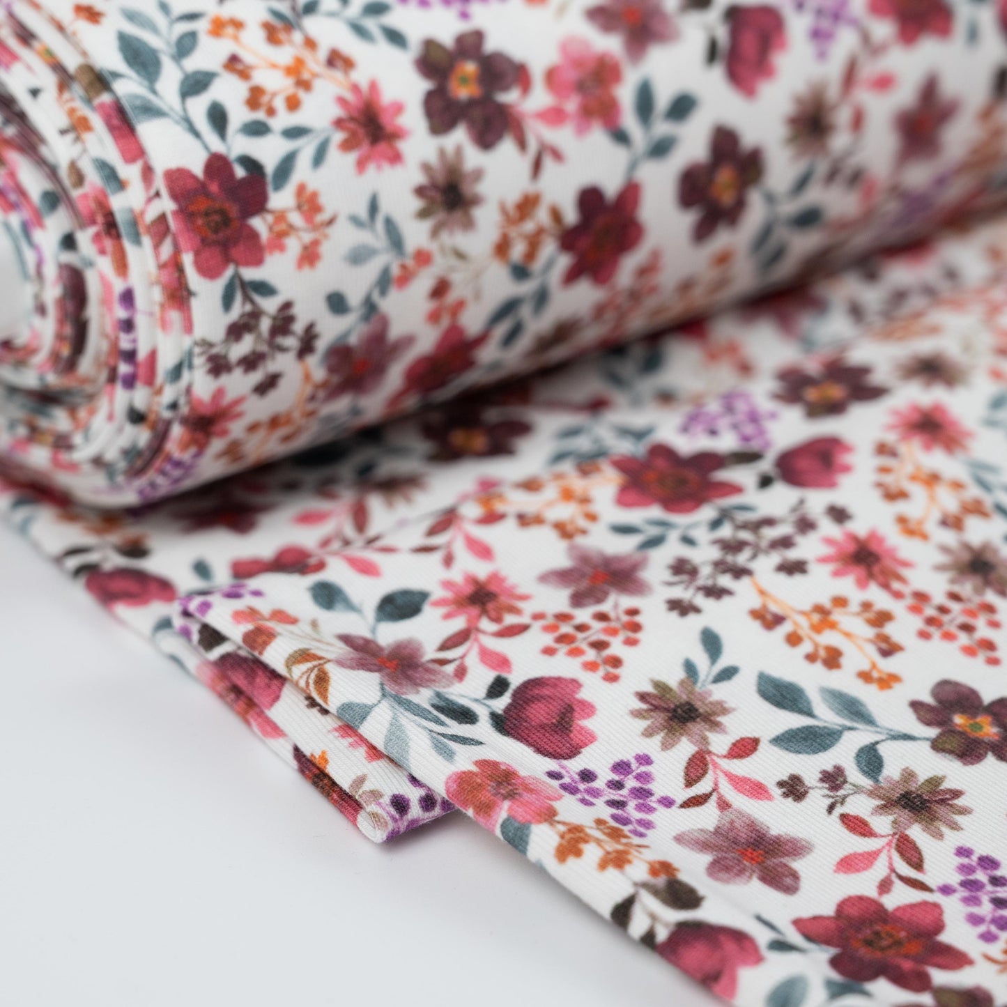 Bio-Jersey Blumen pflaume