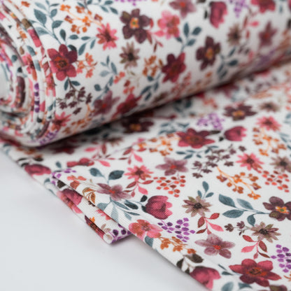 Bio-Jersey Blumen pflaume