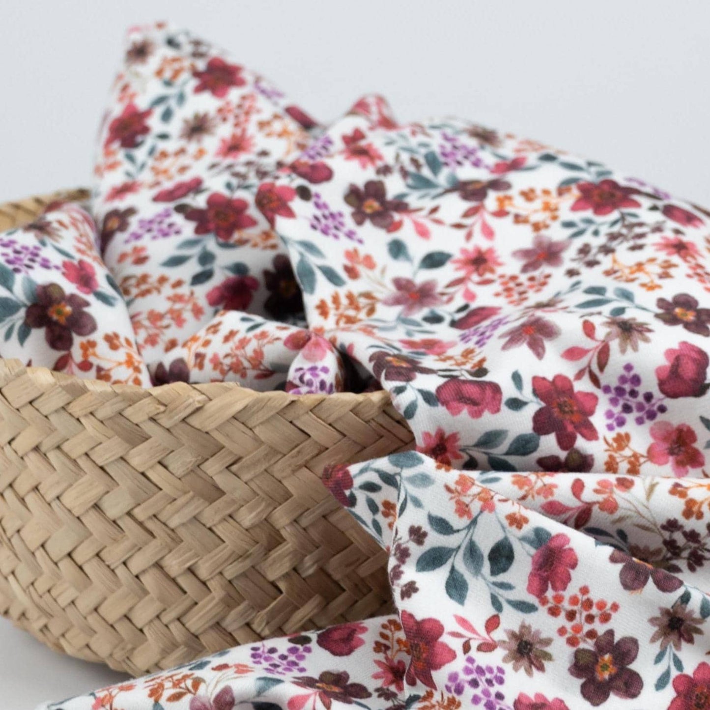 Bio-Jersey Blumen pflaume