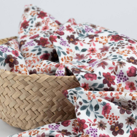 Bio-Jersey Blumen pflaume