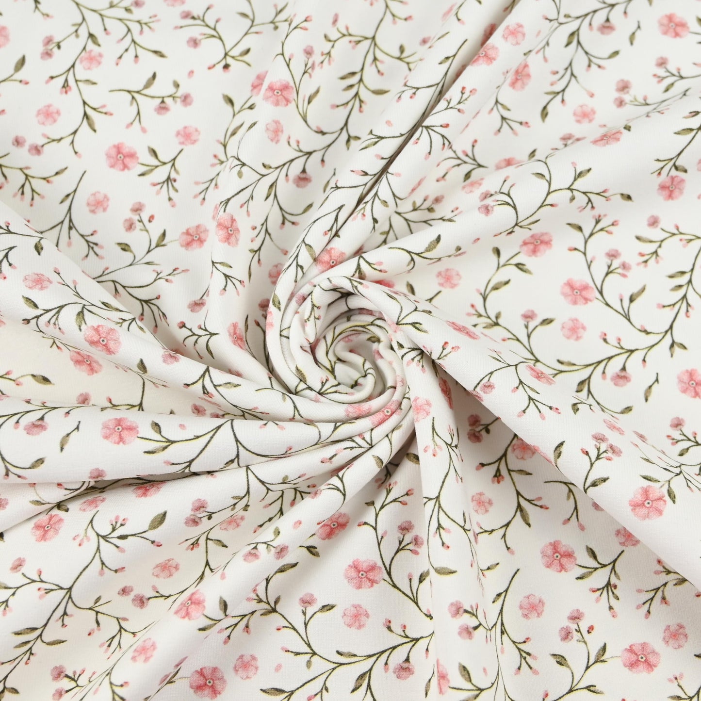 Jersey zarte Blumen nude rosa
