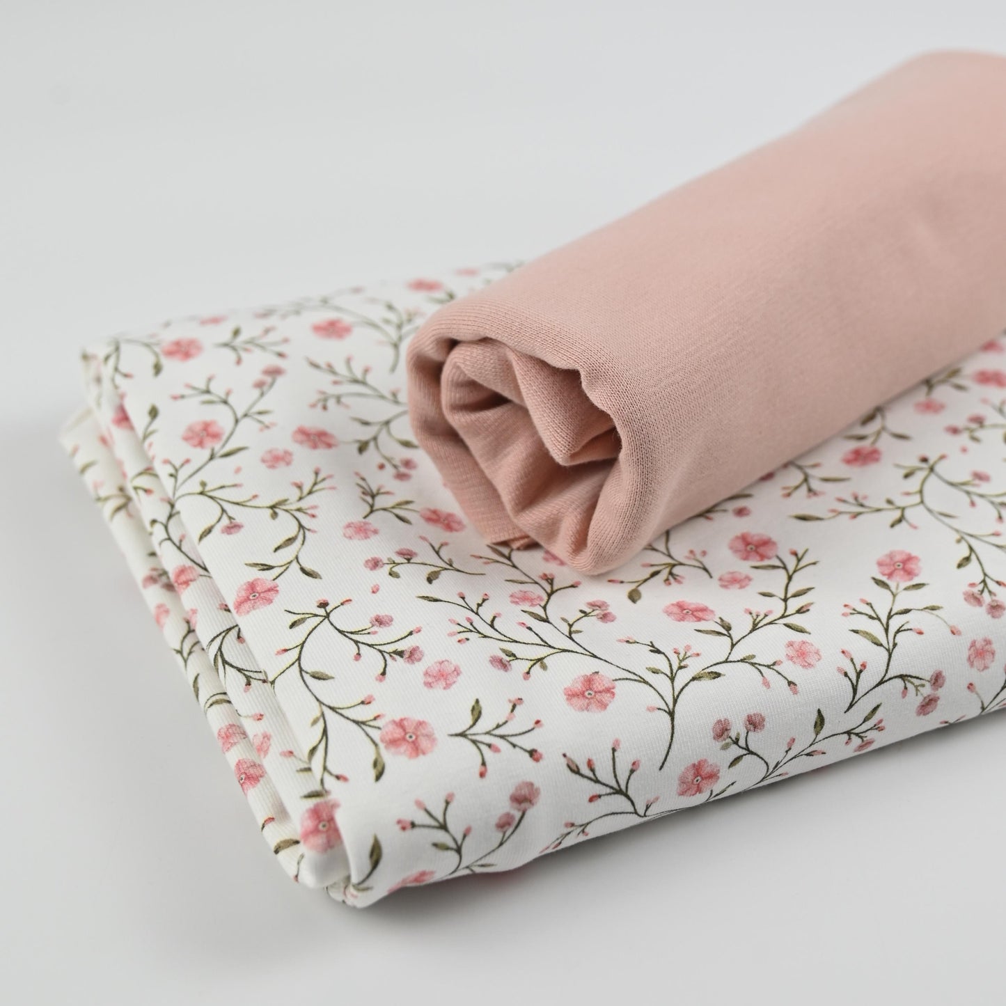 Jersey zarte Blumen nude rosa