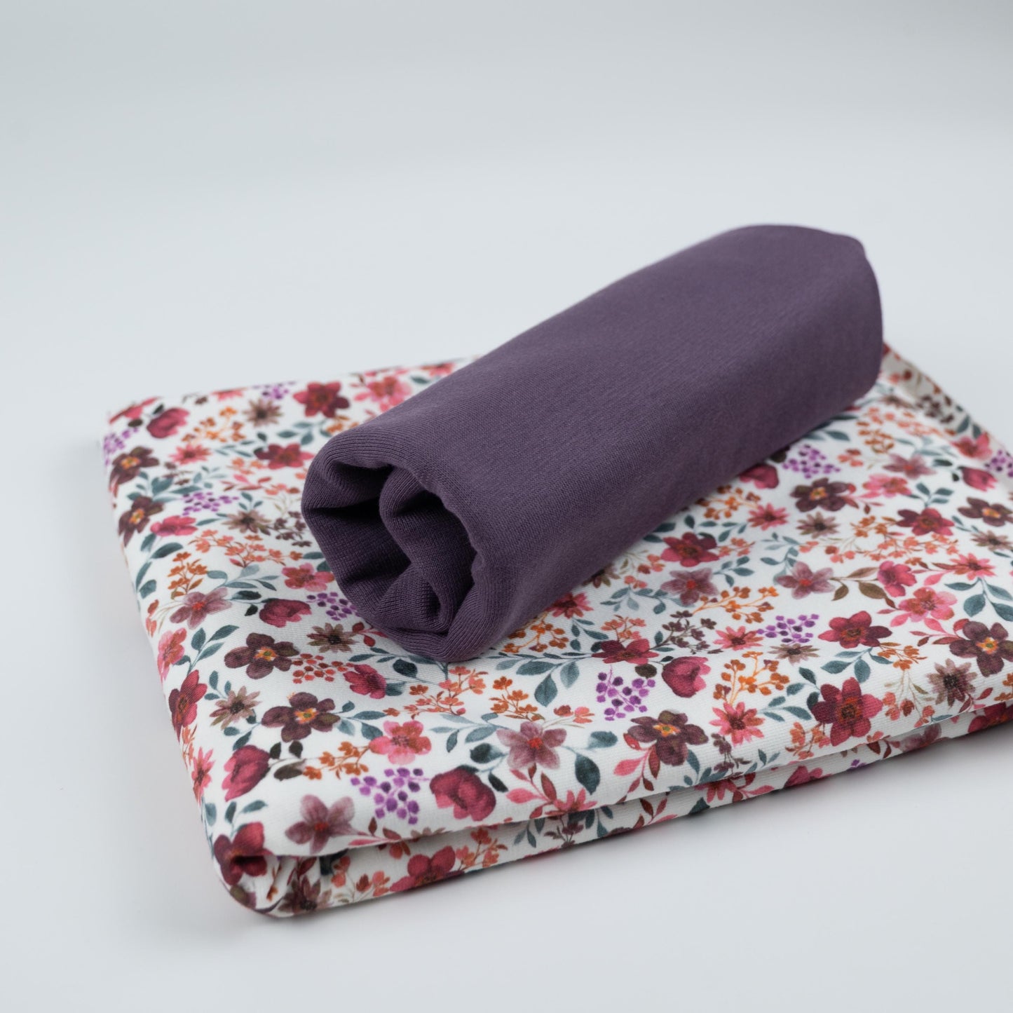Bio-Jersey Blumen pflaume