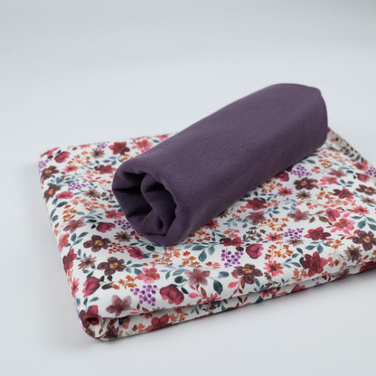 Bio-Jersey Blumen pflaume