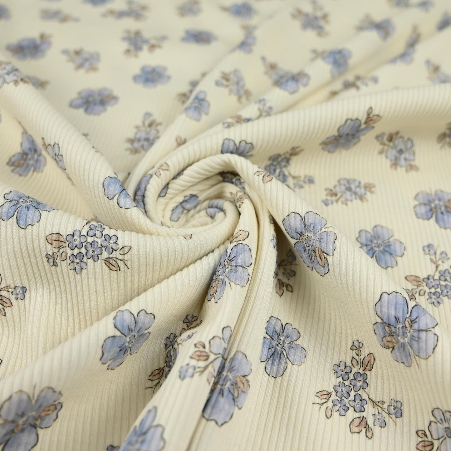 Rib Jersey Blumen Vergissmeinnicht