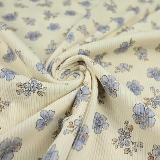 Rib Jersey Blumen Vergissmeinnicht