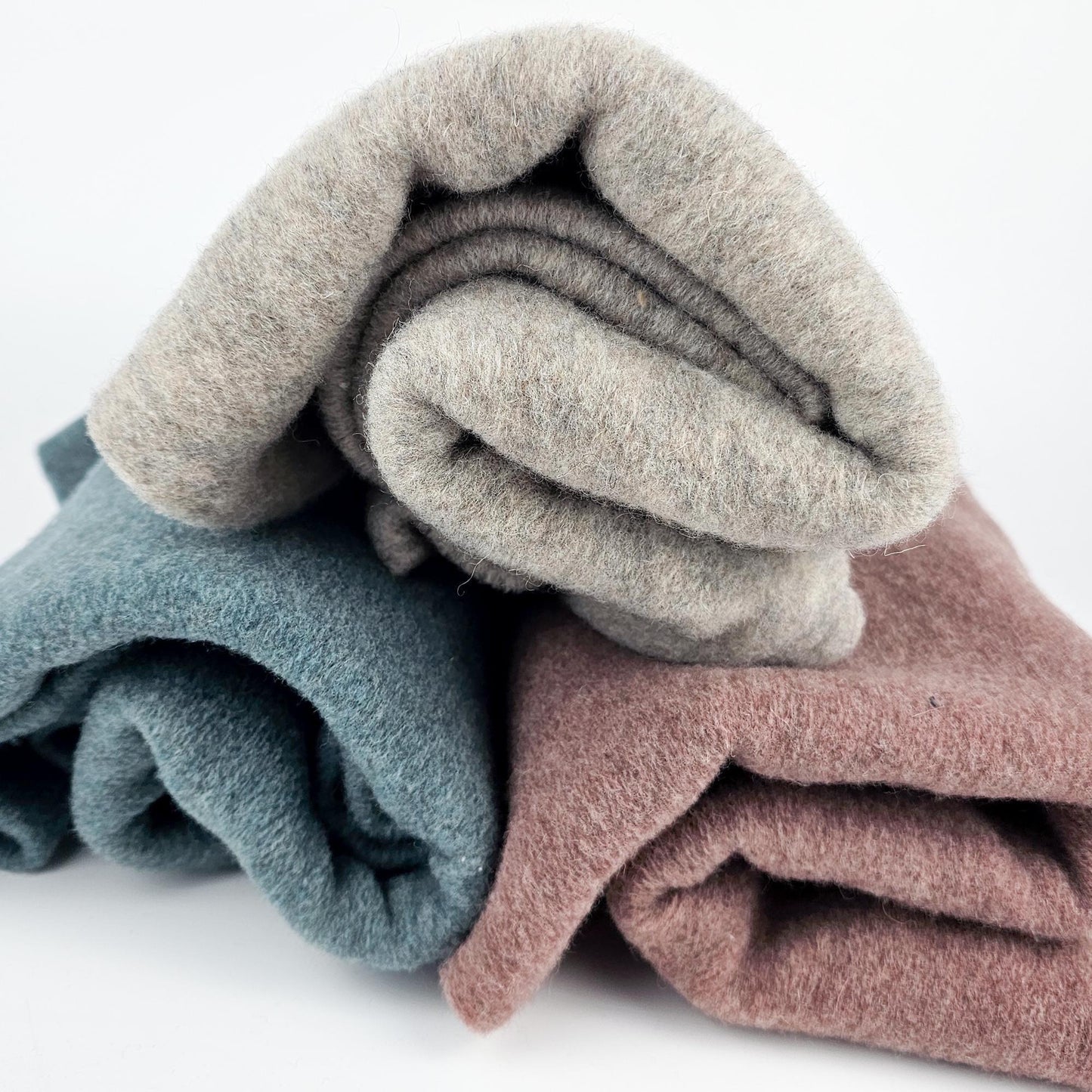 Merino Wollfleece - rauchblau Meterware - elli&else