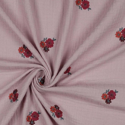Musselin altrose mit Blumen Meterware - elli&else