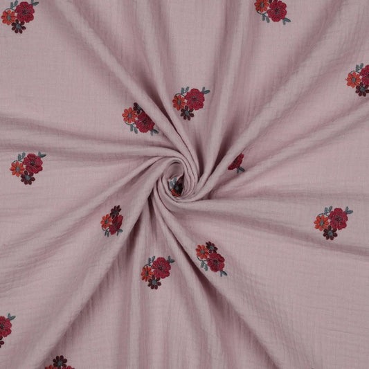 Musselin altrose mit Blumen Meterware - elli&else