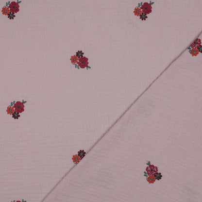 Musselin altrose mit Blumen Meterware - elli&else