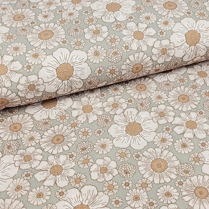 Musselin Beach Flowers green Meterware - elli&else