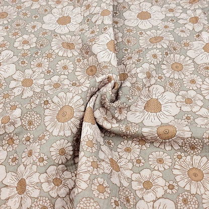 Musselin Beach Flowers green Meterware - elli&else