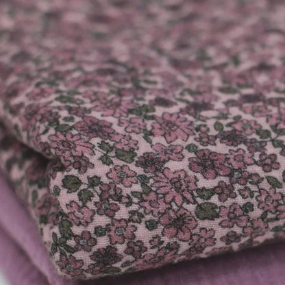 Musselin Blumen mauve Meterware - elli&else