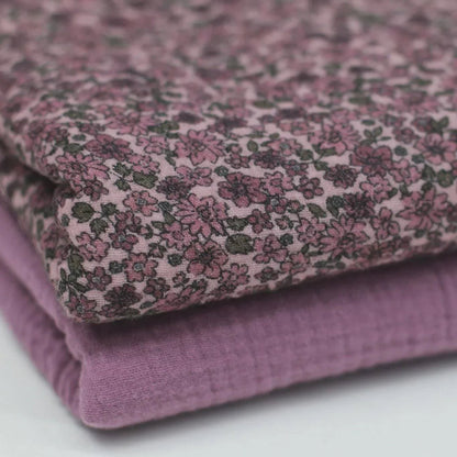 Musselin Blumen mauve Meterware - elli&else
