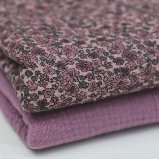 Musselin Blumen mauve Meterware - elli&else