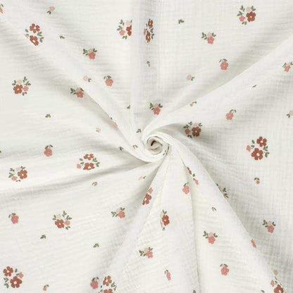 Musselin Blumen rosa - Stoff bei elli&else