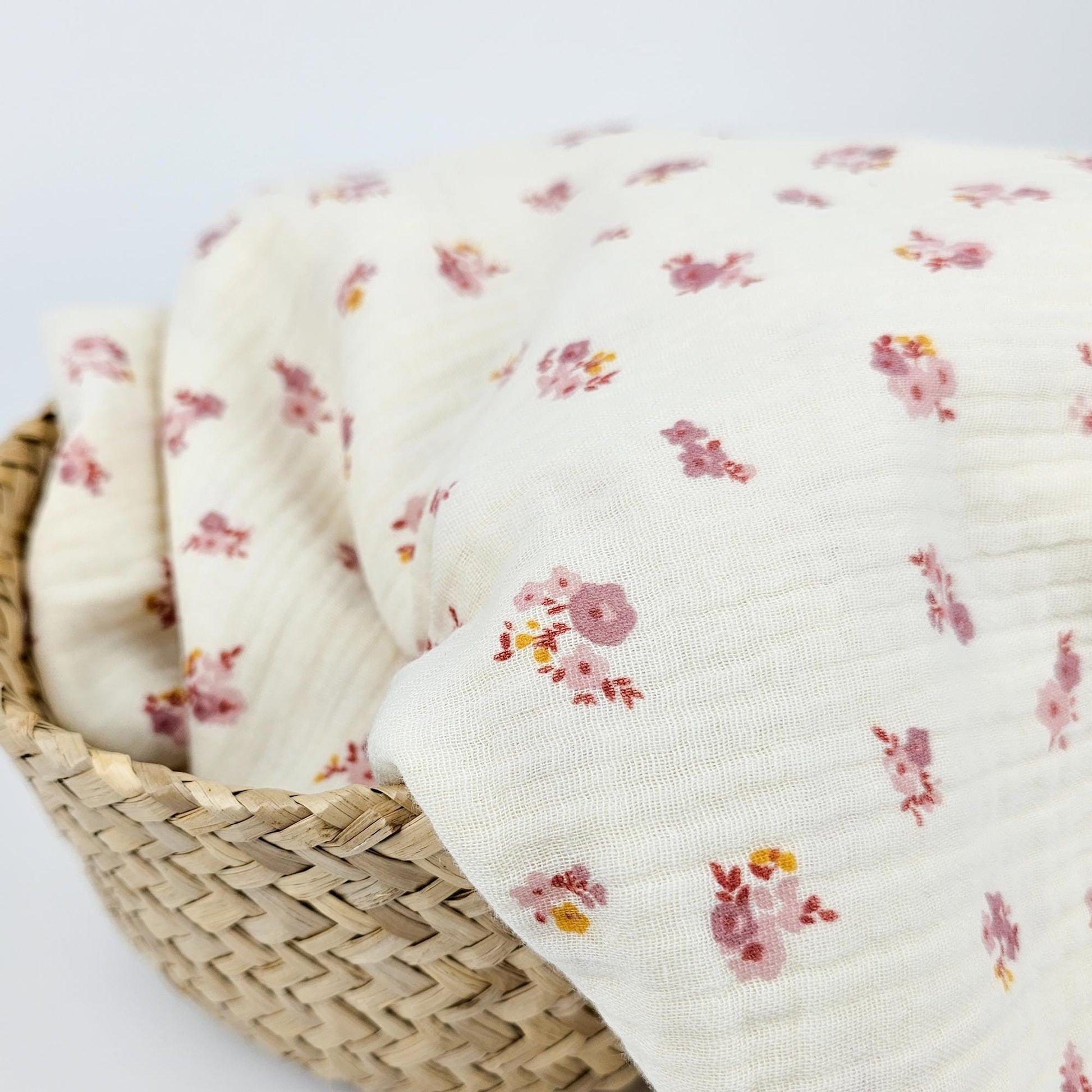 Musselin Blumen rosé Meterware - elli&else