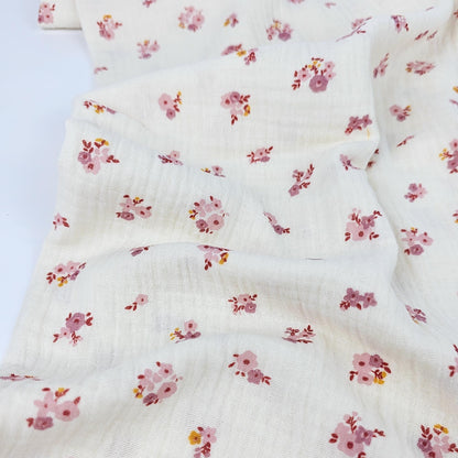Musselin Blumen rosé Meterware - elli&else