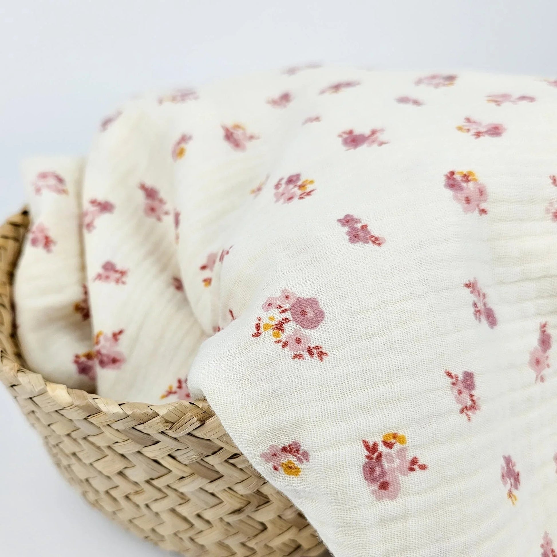 Musselin Blumen rosé Meterware - elli&else