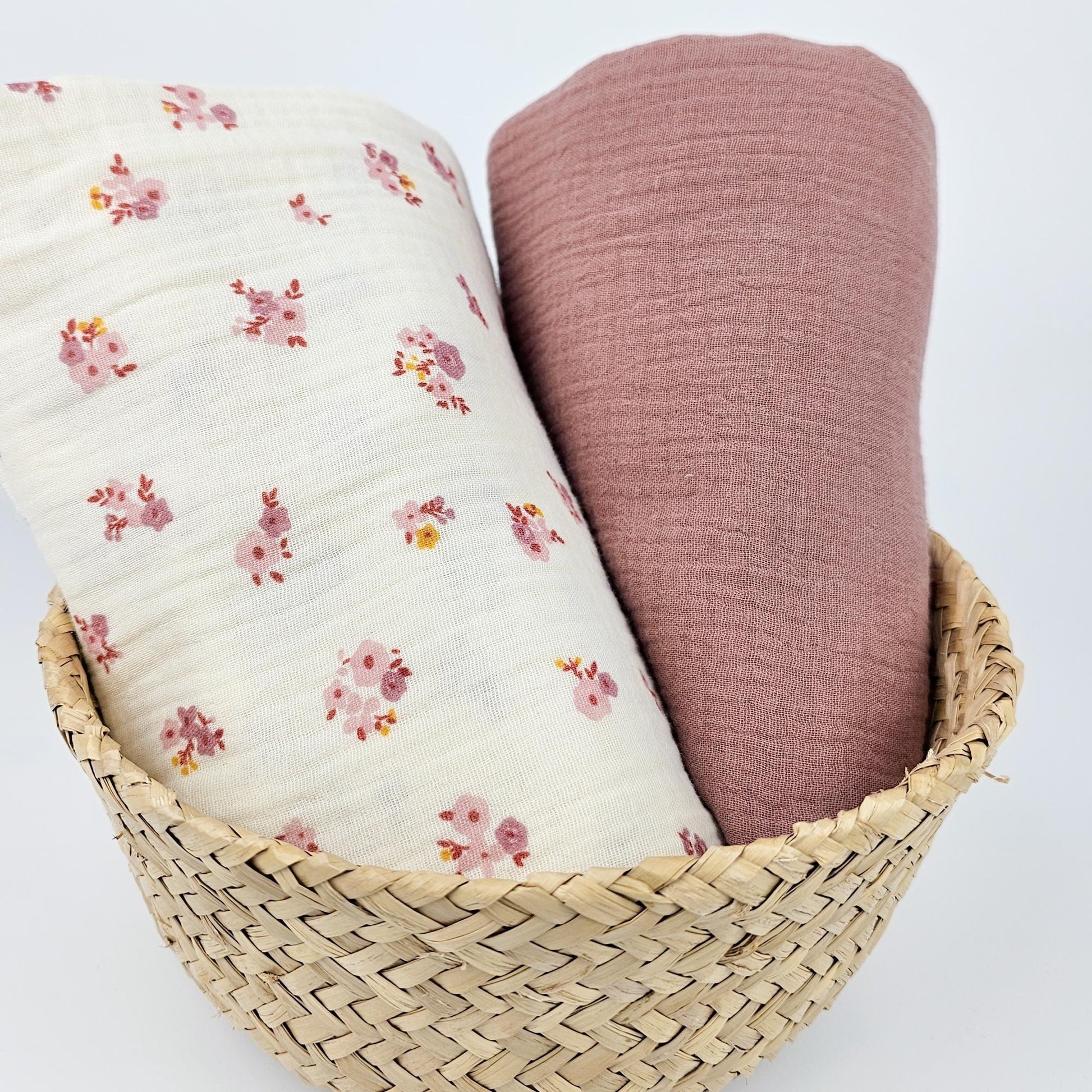 Musselin Blumen rosé Meterware - elli&else