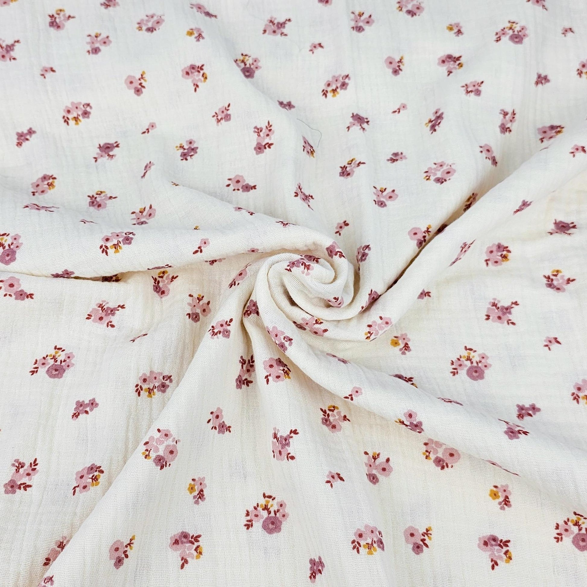 Musselin Blumen rosé Meterware - elli&else