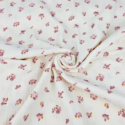 Musselin Blumen rosé Meterware - elli&else