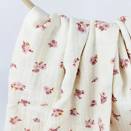 Musselin Blumen rosé - Stoff bei elli&else