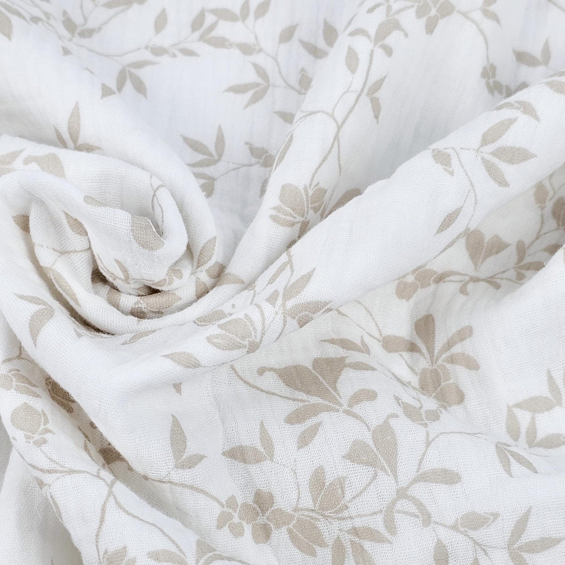 Musselin Blumenprint beige Meterware - elli&else