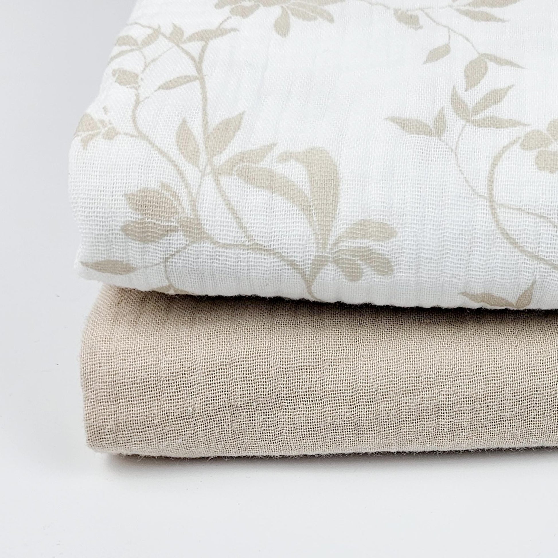 Musselin Blumenprint beige Meterware - elli&else