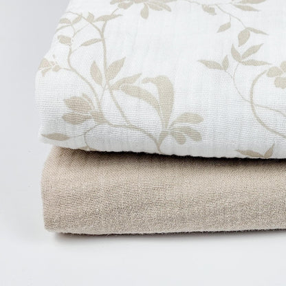 Musselin Blumenprint beige Meterware - elli&else