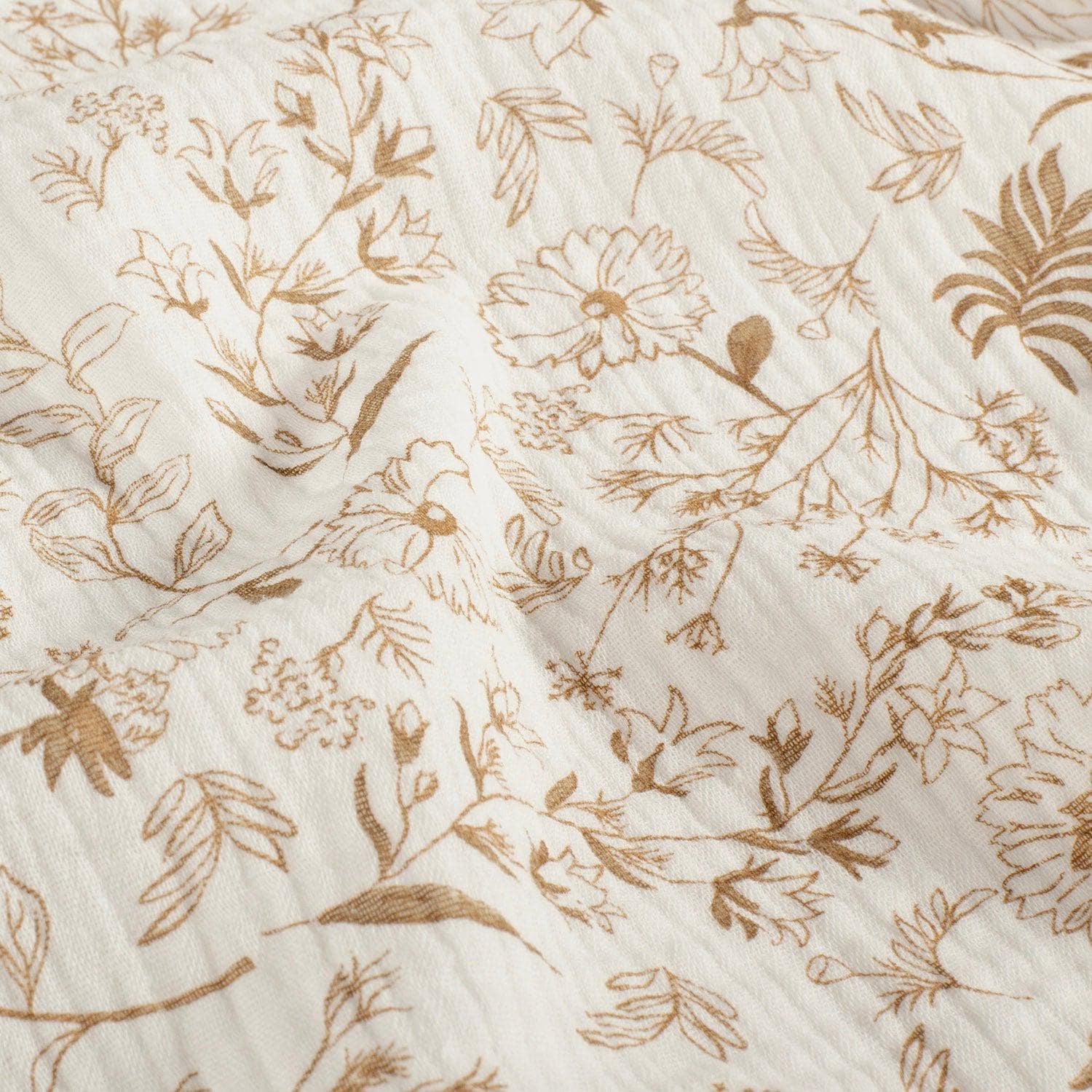 Musselin Blumenprint karamell Meterware - elli&else