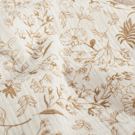 Musselin Blumenprint karamell Meterware - elli&else