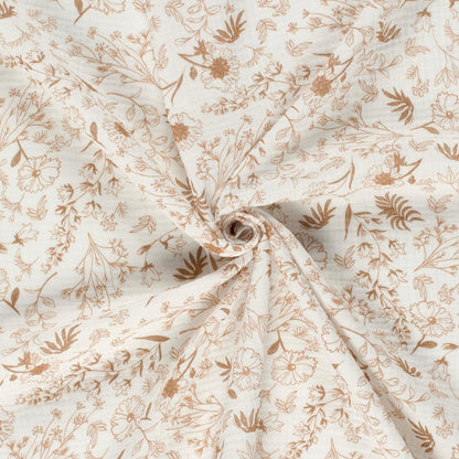 Musselin Blumenprint karamell Meterware - elli&else