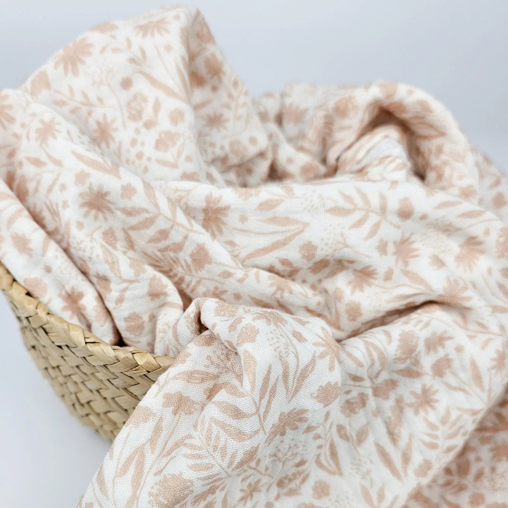 Musselin Blumenprint rosé Meterware - elli&else