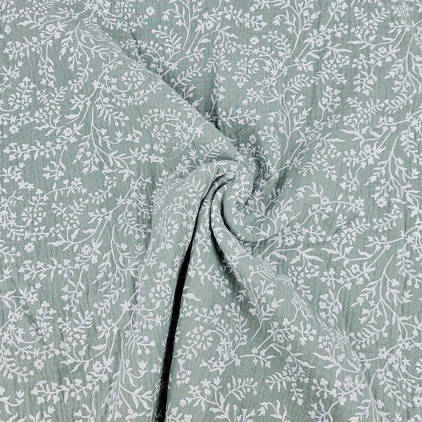 Musselin Blumenprint salbei Meterware - elli&else