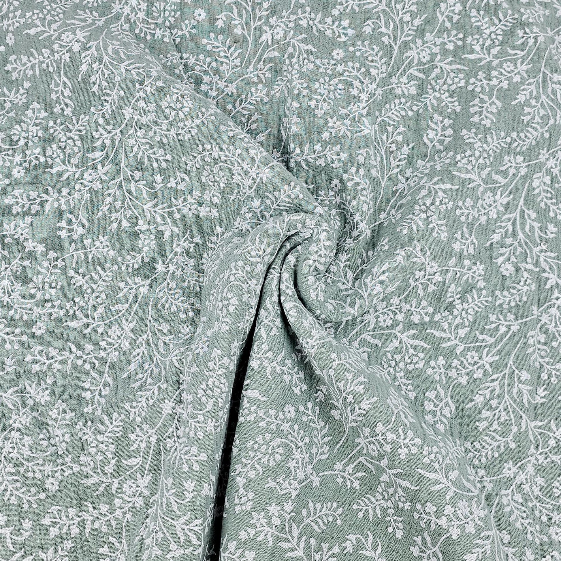 Musselin Blumenprint salbei Meterware - elli&else