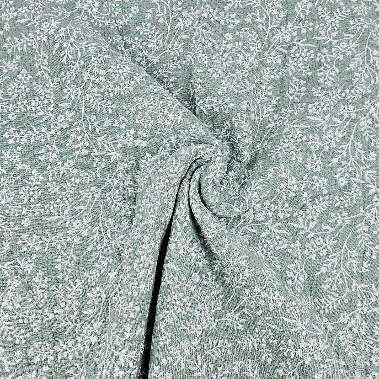 Musselin Blumenprint salbei Meterware - elli&else