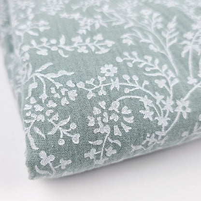 Musselin Blumenprint salbei Meterware - elli&else