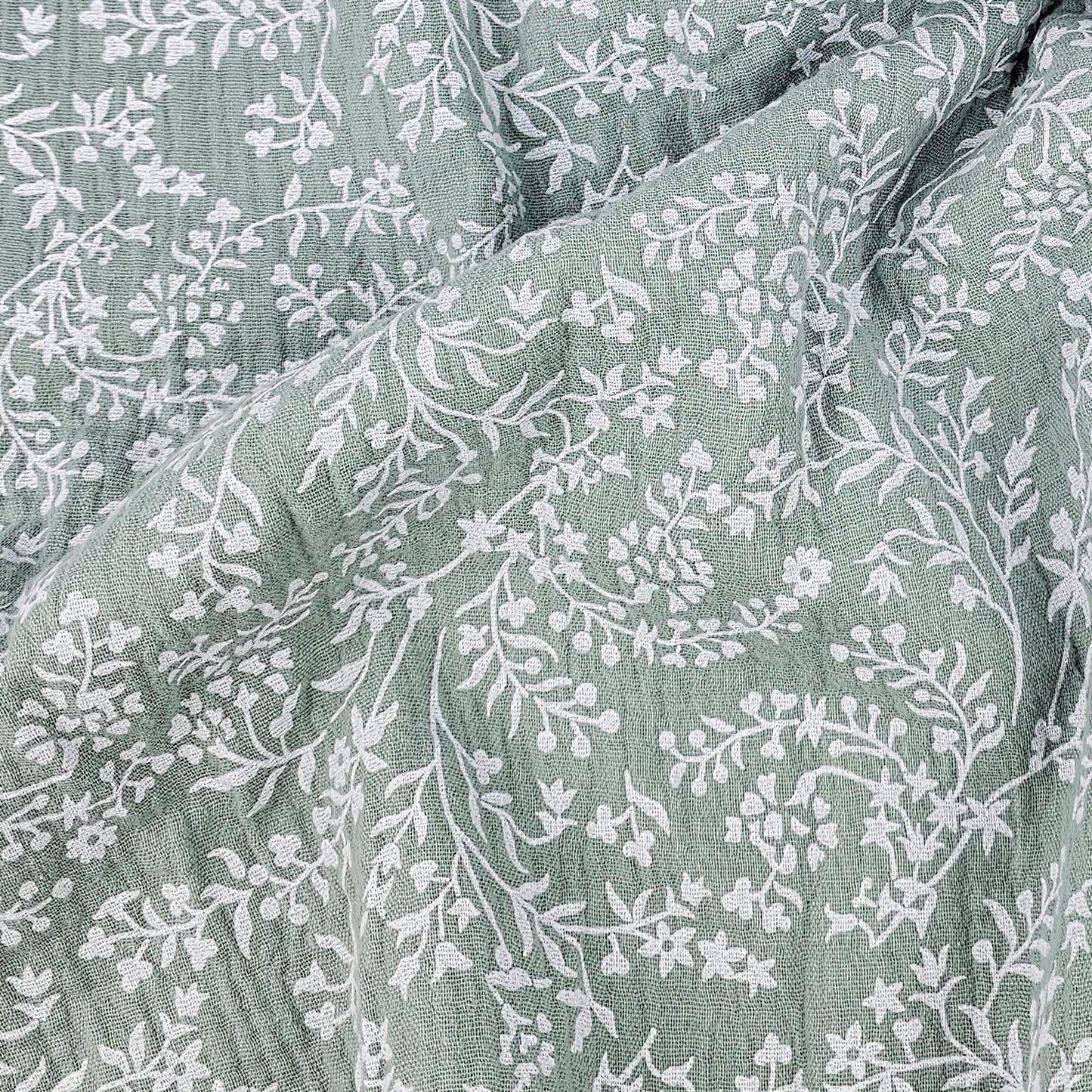 Musselin Blumenprint salbei Meterware - elli&else