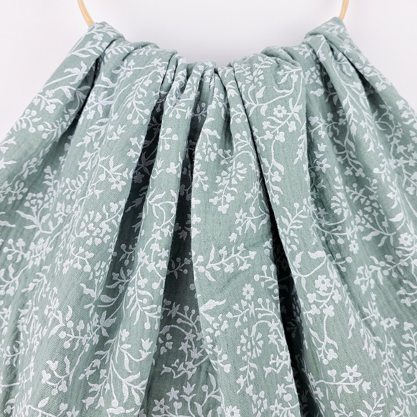 Musselin Blumenprint salbei Meterware - elli&else