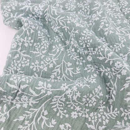 Musselin Blumenprint salbei Meterware - elli&else