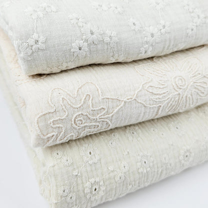 Musselin Embrodery naturweiß Meterware - elli&else