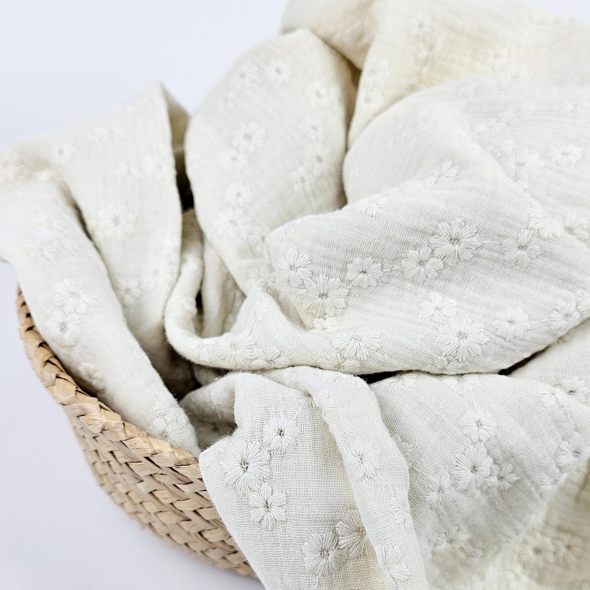 Musselin Embrodery naturweiß Meterware - elli&else
