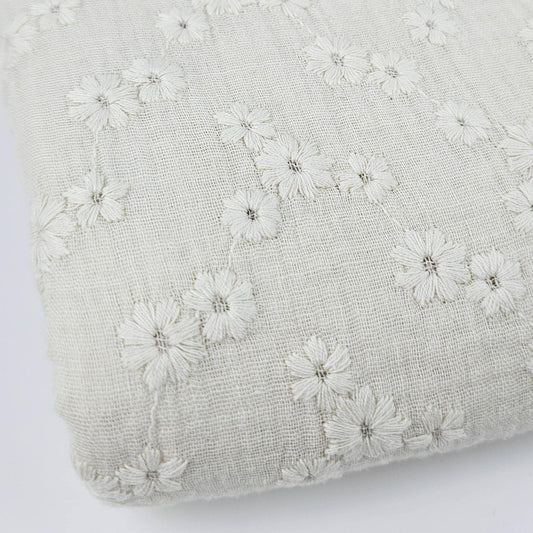 Musselin Embrodery naturweiß Meterware - elli&else