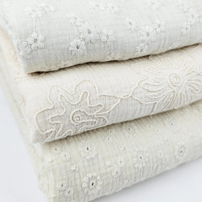 Musselin Embroidery naturweiß Meterware - elli&else