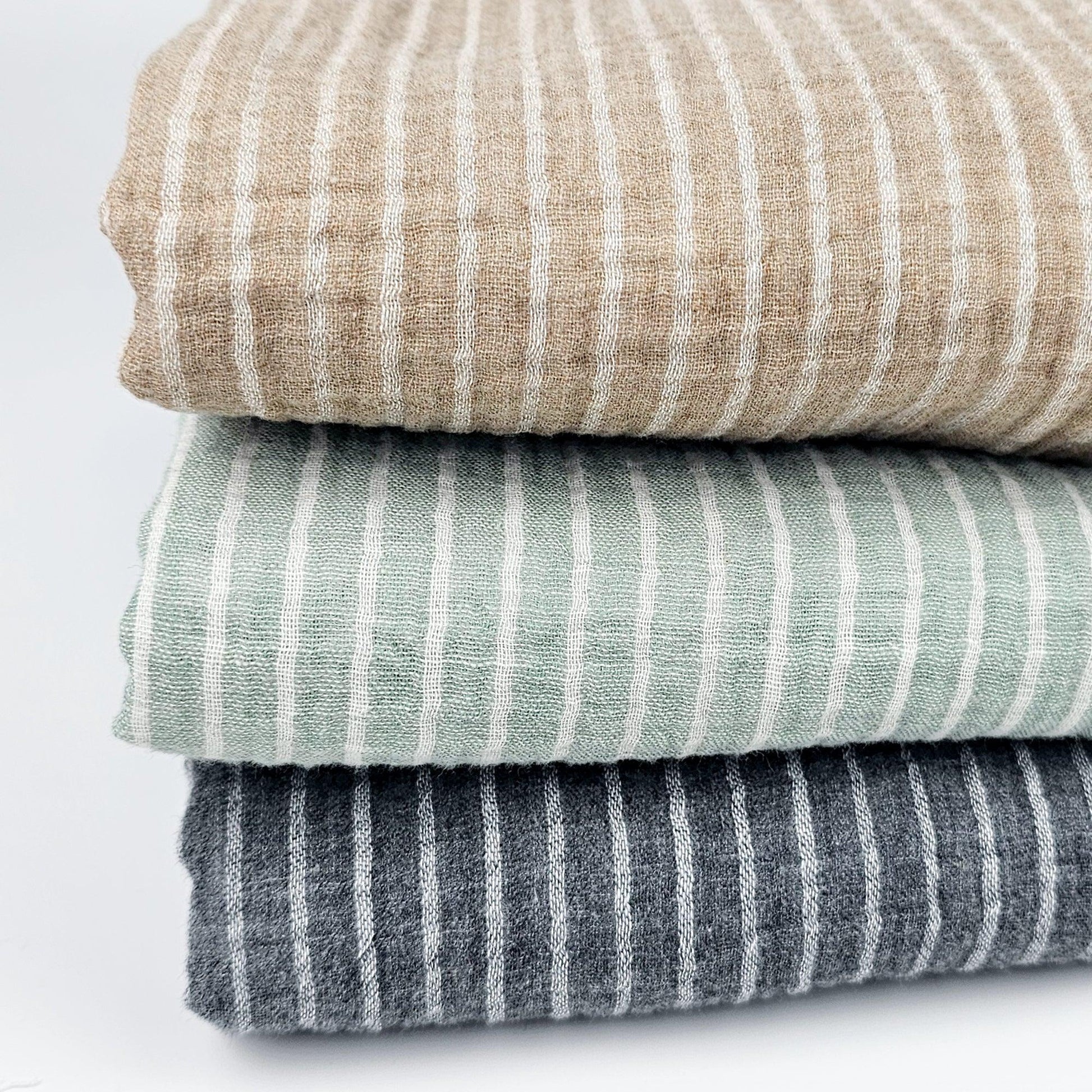 Musselin gestreift - zimt Meterware - elli&else