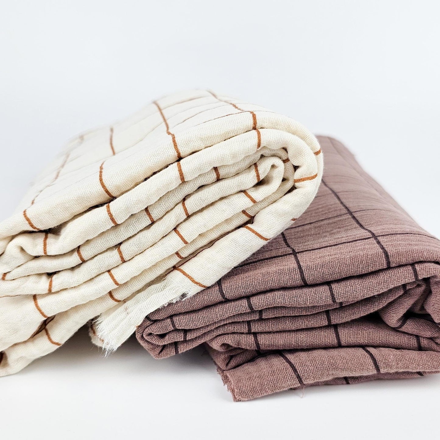 Musselin kariert Creme/Zimt Meterware - elli&else