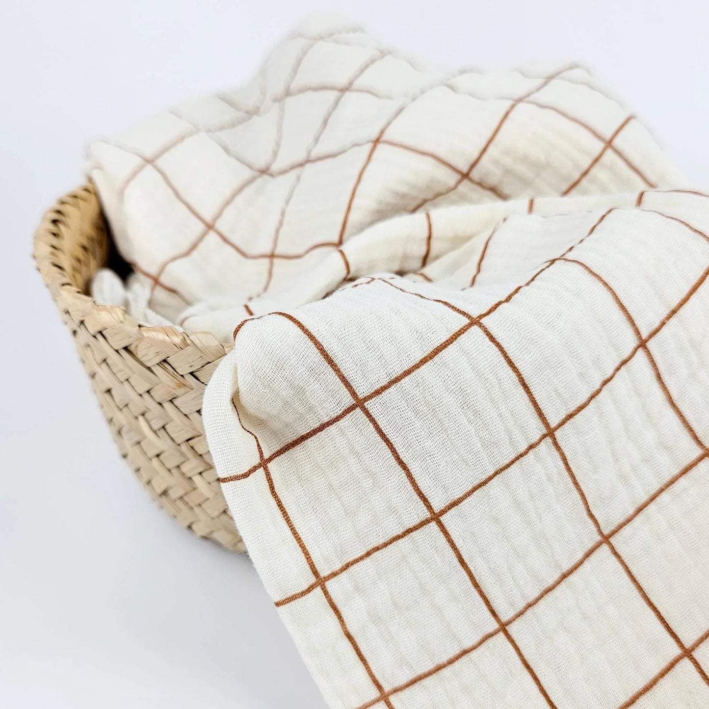 Musselin kariert Creme/Zimt Meterware - elli&else