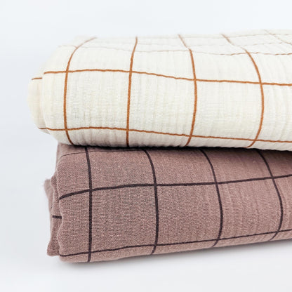 Musselin kariert Creme/Zimt Meterware - elli&else